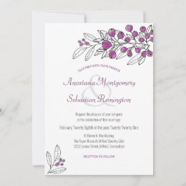 Minimale uitnodiging voor een Paarse bruinbruiloft