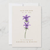 Minimale uitnodiging voor een Paarse Floral Weddin (Voorkant)