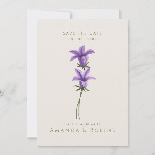 Minimale uitnodiging voor een Paarse Floral Weddin (Voorkant)