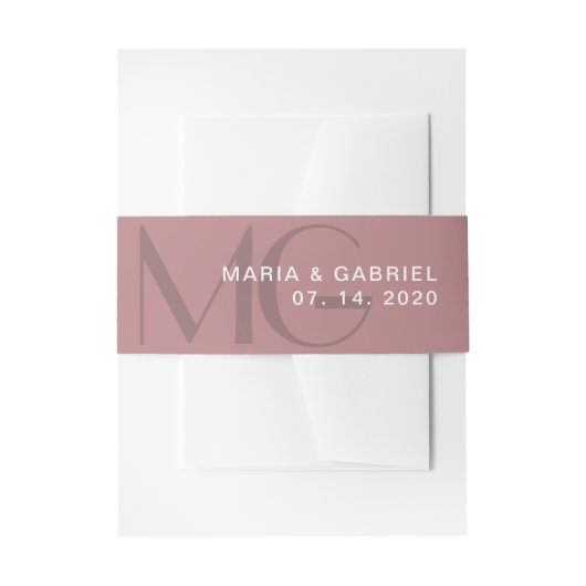 Minimale uitnodiging voor een stoffige roos-monogr uitnodigingen wikkel (Voorkant Voorbeeld)