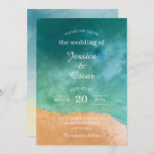 Minimale uitnodiging voor een strand Ocean Wedding (Voorkant / Achterkant)