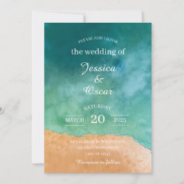 Minimale uitnodiging voor een strand Ocean Wedding