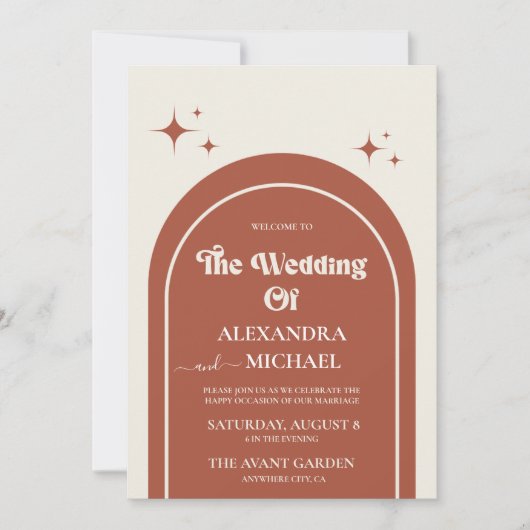 Minimale uitnodiging voor een terracotta bruiloft  (Voorkant)