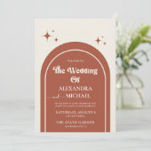 Minimale uitnodiging voor een terracotta bruiloft (Staand voorkant)