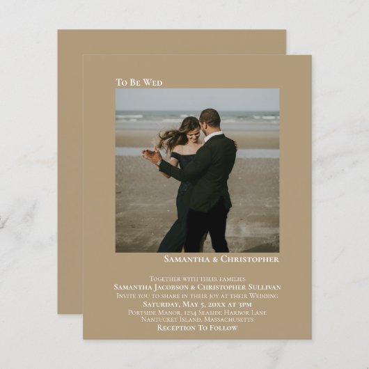 Minimale uitnodiging voor een wedstrijd met een Ta (Voorkant / Achterkant)