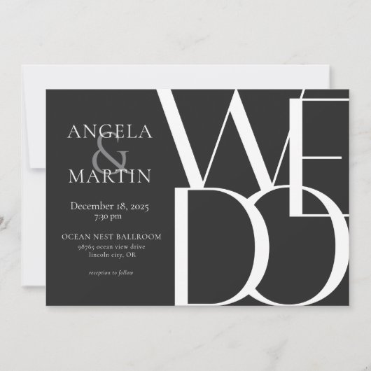 Minimale uitnodiging voor een witte brute bruiloft (Voorkant)