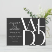 Minimale uitnodiging voor een witte brute bruiloft (Staand voorkant)