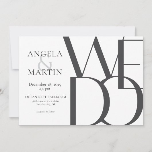 Minimale uitnodiging voor een zwarte bruiloft (Voorkant)