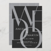 Minimale uitnodiging voor een zwarte bruiloft (Voorkant / Achterkant)