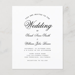 Minimale uitnodiging voor een zwarte en witte brui