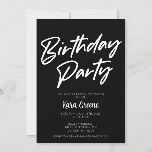 Minimale uitnodiging voor een zwarte en witte fees (Voorkant)