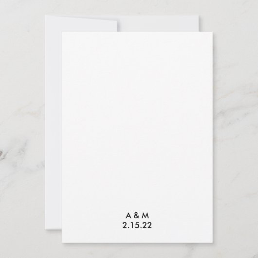 Minimale uitnodiging voor een zwarte en witte foto (Achterkant)