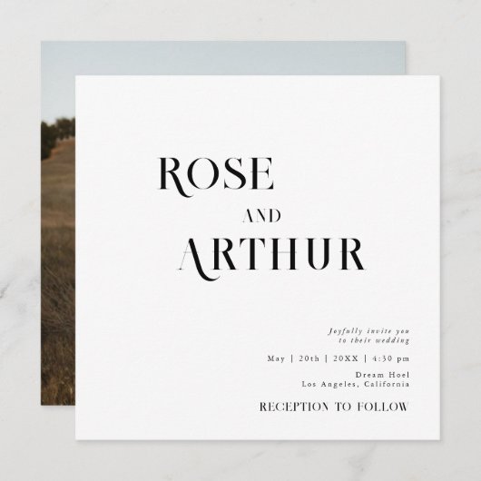 Minimale uitnodiging voor een zwarte en witte trou (Voorkant / Achterkant)