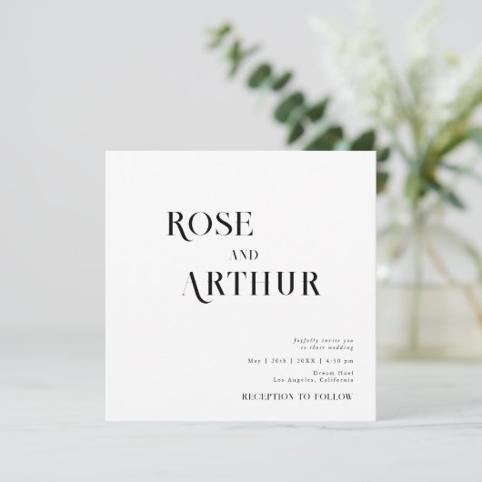 Minimale uitnodiging voor een zwarte en witte trou (Staand voorkant)