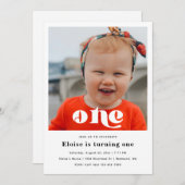 Minimale uitnodiging voor eerste verjaardag | 1e v (Voorkant / Achterkant)