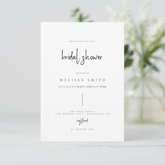 Minimale uitnodiging voor Elegant Bridal Shower (Staand voorkant)