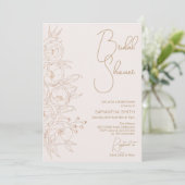 Minimale uitnodiging voor Floral Line Art Bridal S (Staand voorkant)