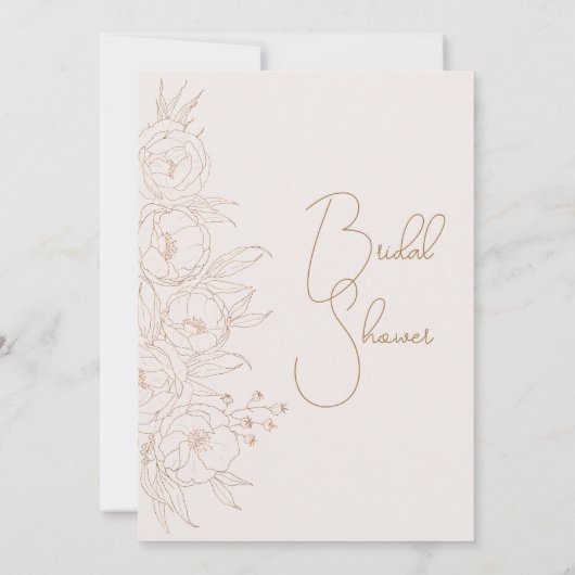 Minimale uitnodiging voor Floral Line Art Bridal S (Achterkant)