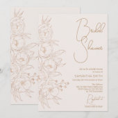 Minimale uitnodiging voor Floral Line Art Bridal S (Voorkant / Achterkant)