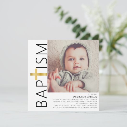 Minimale uitnodiging voor foto-baptisme (Staand voorkant)