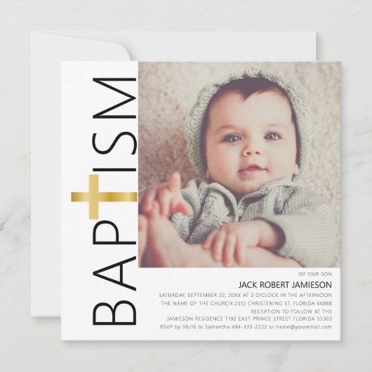 Minimale uitnodiging voor foto-baptisme (Voorkant)