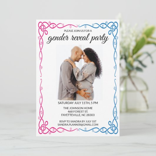 Minimale uitnodiging voor foto's met seksegerelate (Staand voorkant)