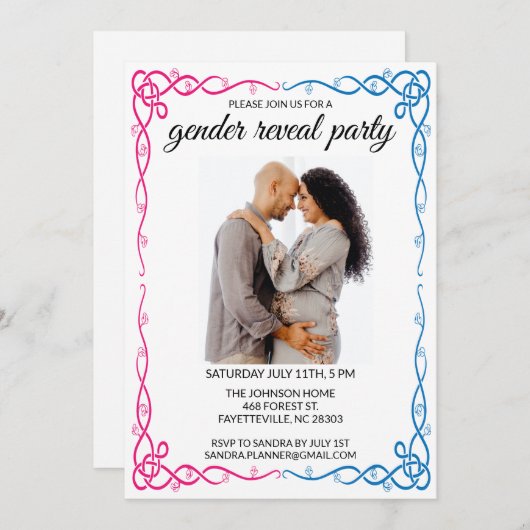 Minimale uitnodiging voor foto's met seksegerelate (Voorkant / Achterkant)