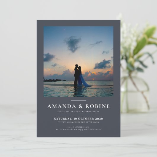 Minimale uitnodiging voor fotoweddenschappen (Staand voorkant)