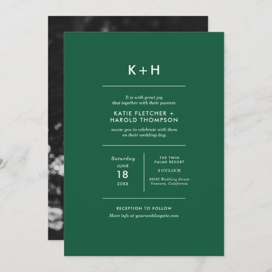 Minimale uitnodiging voor fotoweddenschappen (Voorkant / Achterkant)