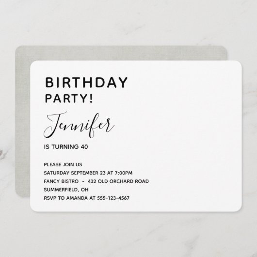 Minimale uitnodiging voor geboorte (Voorkant / Achterkant)