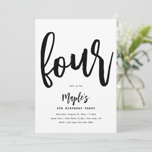 Minimale uitnodiging voor geboorte | Eenvoudige ve (Staand voorkant)