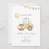 Minimale uitnodiging voor geboorte van Tractor (Voorkant)