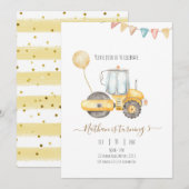 Minimale uitnodiging voor geboorte van Tractor (Voorkant / Achterkant)