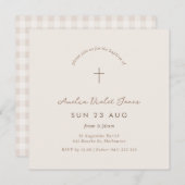 Minimale uitnodiging voor Gingham Baptism Christen (Voorkant / Achterkant)