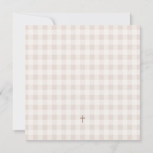Minimale uitnodiging voor Gingham Baptism Christen (Achterkant)