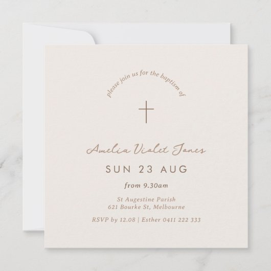 Minimale uitnodiging voor Gingham Baptism Christen (Voorkant)