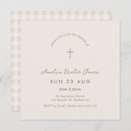 Minimale uitnodiging voor Gingham Baptism Christen