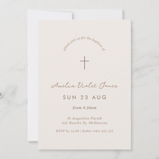 Minimale uitnodiging voor Gingham Baptism Christen (Voorkant)