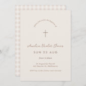Minimale uitnodiging voor Gingham Baptism Christen (Voorkant / Achterkant)