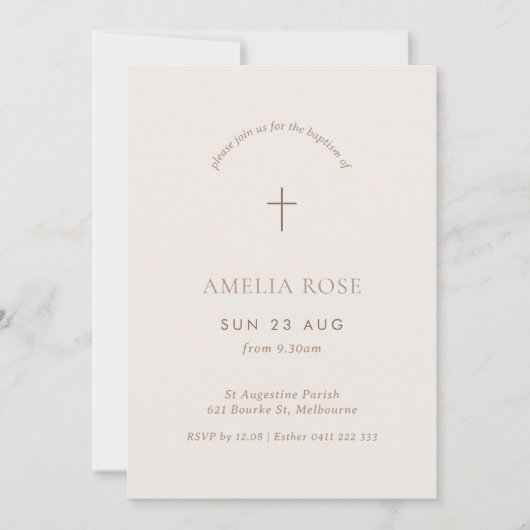 Minimale uitnodiging voor Gingham Baptism Christen (Voorkant)