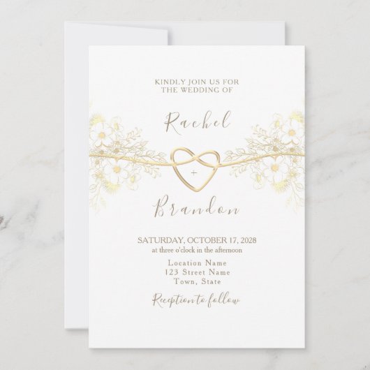 Minimale uitnodiging voor gouden Rozen (Voorkant)