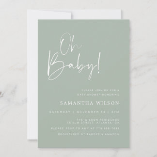 Minimale uitnodiging voor groen Baby shower met ee
