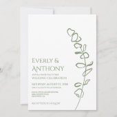 Minimale uitnodiging voor groene eucalyptus-bruilo (Voorkant)