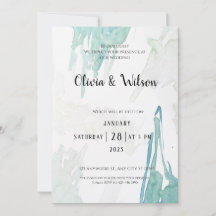 Minimale uitnodiging voor groene Waterverf bruilof