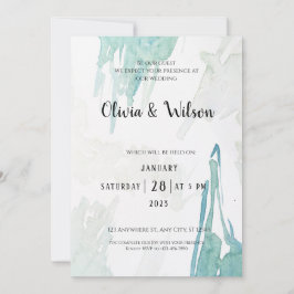 Minimale uitnodiging voor groene Waterverf bruilof