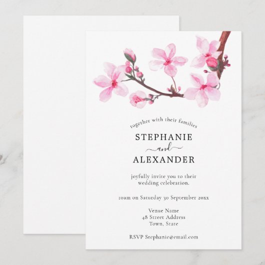 Minimale uitnodiging voor het bindrietsjerskosbloe (Voorkant / Achterkant)