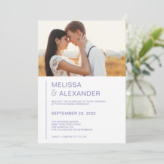 Minimale uitnodiging voor het bruiloft van de bekk (Staand voorkant)