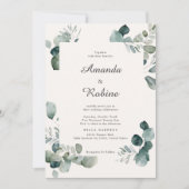 Minimale uitnodiging voor het huwelijk met eucalyp (Voorkant)