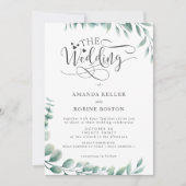 Minimale uitnodiging voor het huwelijk met eucalyp (Voorkant)