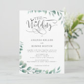 Minimale uitnodiging voor het huwelijk met eucalyp (Staand voorkant)